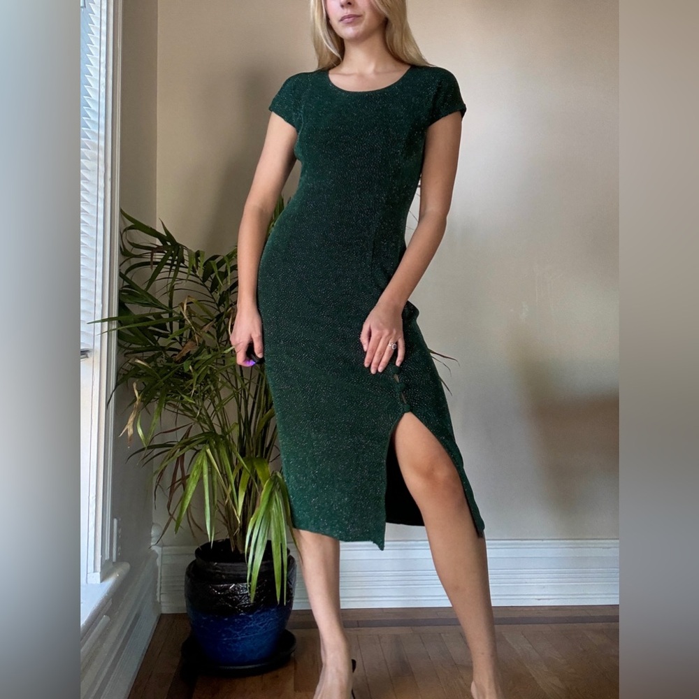 90s Sparkly Green Dress
